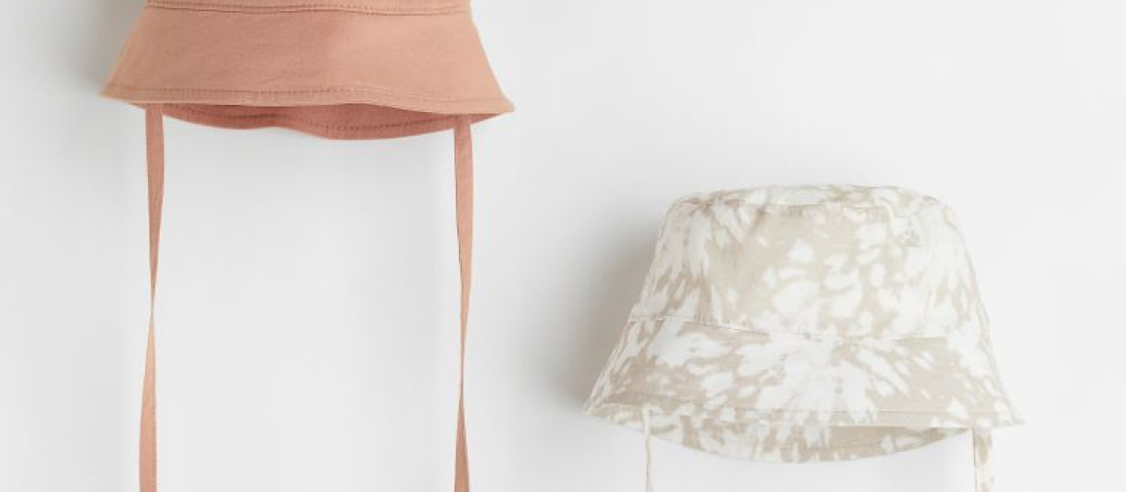 Two hats with drawstrings