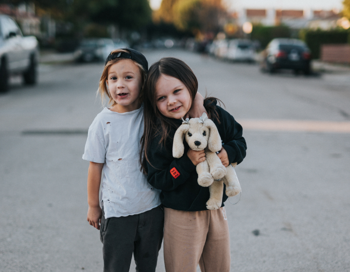 Two children with a toy