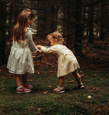 Two girls in the forest